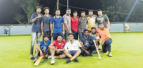Cricket lovers on the artificial turf