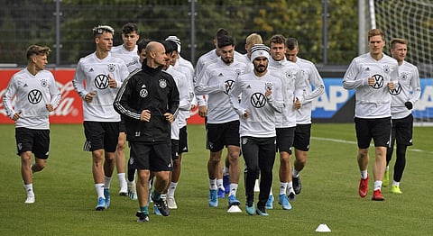 German football team exercises during a training session in Dortmund (Photo | AP)