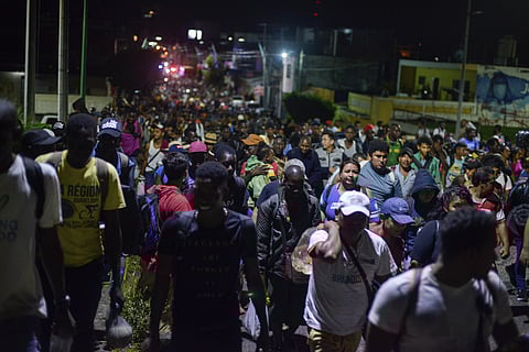 Migrants depart early in the morning from Tapachula, Chiapas state, Mexico. (Photo|AP)