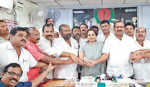 TNGO extends support to the striking RTC workers in Hyderabad on Tuesday