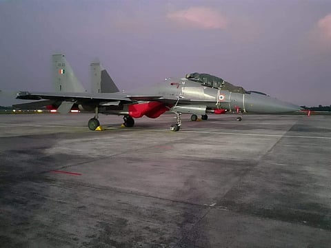 A Sukhoi fighter jet which participated in the exercise (Photo| Ministry of Defence website)