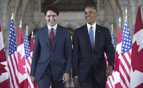 Former US President Barack Obama with Canadian Prime Minister Justin Trudeau (File | AP)