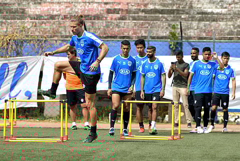 Bengaluru FC players train themselves ahead of their first ISL encounter this year on October 21 against NorthEast United FC| Express