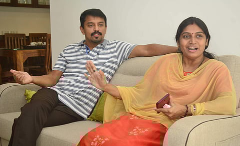 Rojo and Renji Thomas who unravelled the mystery behind the Koodathai murder case. (Photo | Manu R Mavelil/ EPS)