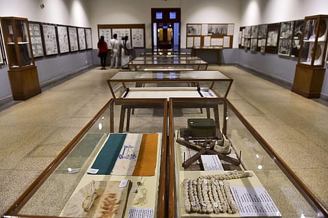 A gallery at the National Gandhi Museum displays rare photographs and other articles connected with Mahatma Gandhi Kastur Ba and Indian Freedom Struggle in New Delhi Thursday Sept. 26 2019. | (Photo | PTI)