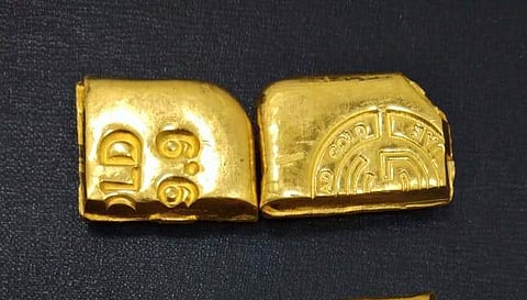 Gold bars seized at Hyderabad's Rajiv Gandhi airport. (Photo | EPS)