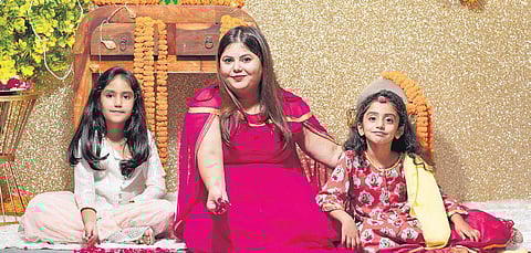 Ritika Sahni Girdhar with her children.