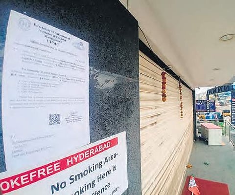 GHMC notice pasted outside Shine Children’s Hospital building seeking a copy of property tax, fire NOC and other documents within three days from Tuesday