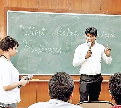 Venkatesh Geriti delivers a lecture