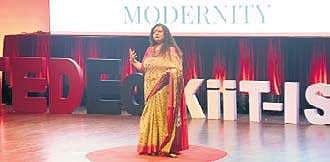 A speaker at the first TEDEd programme of KIIT International School in Bhubaneswar. | ( Photo | Biswanath Swain )