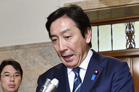Japanese Trade Minister Isshu Sugawara speaks after a cabinet meeting at parliament in Tokyo (Photo| AP)