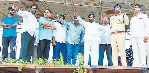 The TRS leaders and district officials oversee the arrangements for KCR’s meeting