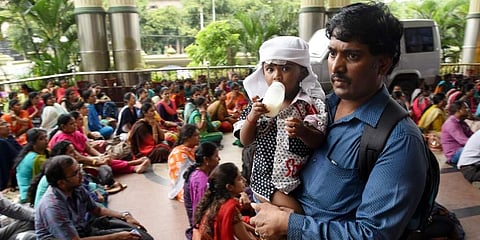 An outpatient leaving the hospital premises while government doctors and Faculty of medical college are on an indefinite strike from Friday demanding pay parity with their central government counterparts. (Photo | R Satish Babu, EPS)