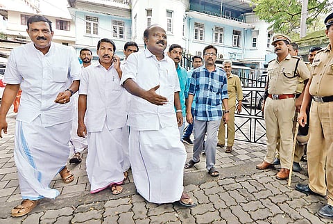 T J Vinodh coming out of Kochi Municipal Corporation after resigning from the post of Deputy Mayor on Saturday |Arun Angela