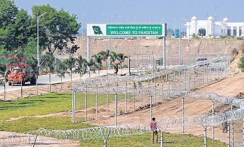 Construction works underway at the Kartarpur Corridor on the Pakistan side (Photo | PTI)