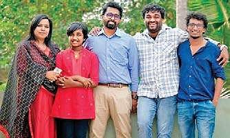 From left: Shani Hafees, Reyah Fatima Hafees, Hafees S Hameed, Yeldho John and Abi Reji