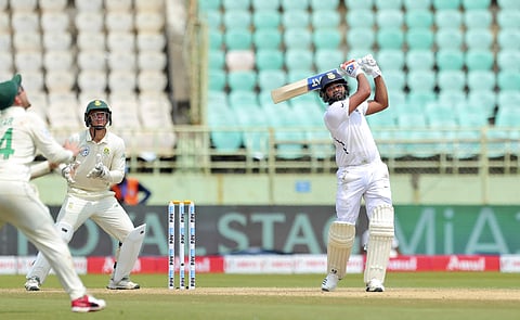 Rohit Sharma plays a shot against South Africa at Visakhapatnam (Photo | AP)