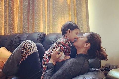 Sania Mirza with son Izhaan. (Photo | Twitter/Sania Mirza)