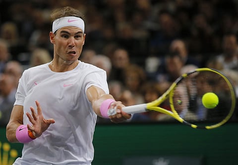 Spain's Rafael Nadal returns the ball to France's Adrian Mannarino. (Photo | AP)