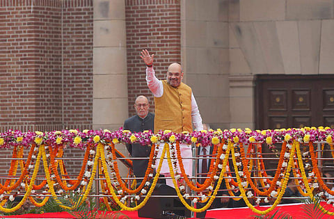 Union Home Minister and BJP president Amit Shah flagged off the 'Run for Unity' event in Delhi to mark the birth anniversary of India's first deputy Prime Minister Sardar Vallabhbhai Patel. (Photo | Arun Kumar, EPS)