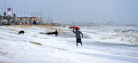 Heavy frothing near Pattinapakkam coast on Wednesday | R Satish Babu