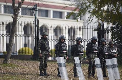 Pakistani rangers stand guard outside the Supreme Court building (File Photo | AFP)