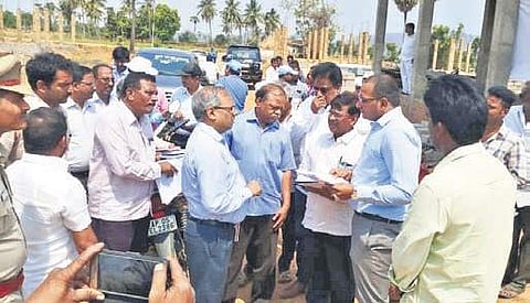 A team of Polavaram Project Authority inspecting a rehabilitation colony for the project oustees in West Godavari district on Thursday I Express