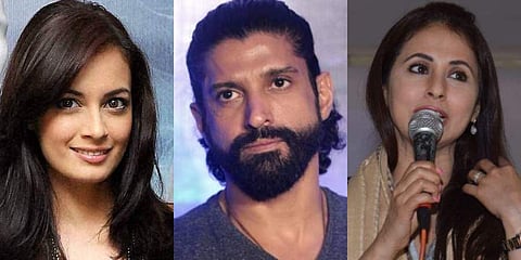 From L to R: Dia Mirza, Farhan Akhtar and Urmila Matondkar (Photos | PTI, AFP)