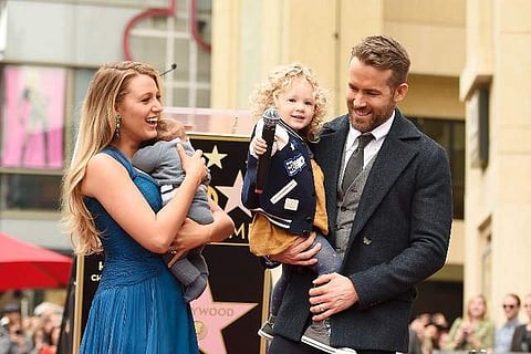 Blake Lively and Ryan Reynolds with their two children. (Photo | AFP)