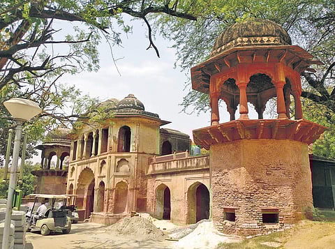 The imposing gateway of a garden-tomb in the Delhi Golf Club complex. (Photo | EPS/Parvez Sultan)