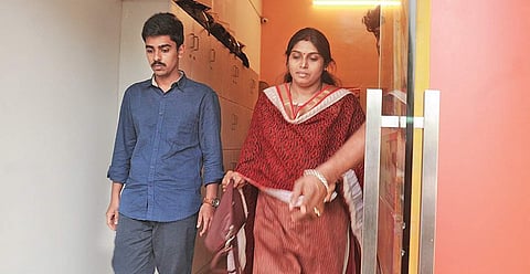 Romo and Renji, son and sister of the deceased Roy Thomas respectively, in Kochi on Saturday (Photo | A Sanesh, EPS)