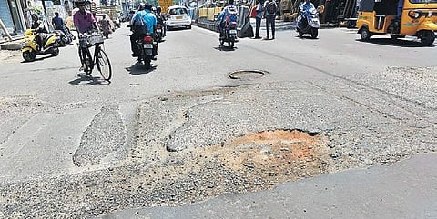 Wall Tax Road in a battered condition near Elephant Gate| D Sampathkumar