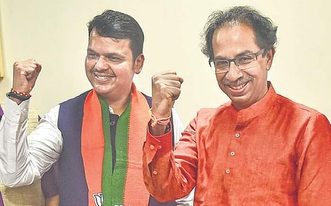 CM Devendra Fadnavis with Sena chief Uddhav Thackeray (File photo| PTI)