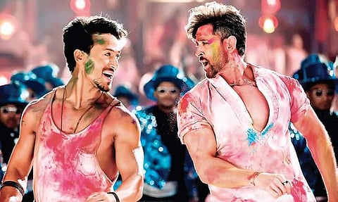 Tiger Shroff and Hrithik Roshan in a still from 'War'