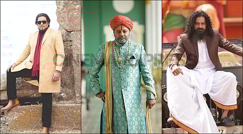 P Ravi Shankar (L), Sai Kumar (C) and Ayyappa P Sharma in Bharaate