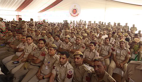 Police personnel during the inauguration of a new building in Delhi Police Headquarters in New Delhi on November 1. (Photo | Arun Kumar, EPS)