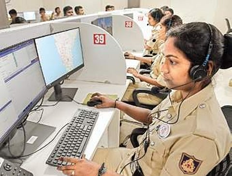 The 112 helpline command centre set up on MG Road (File | Nagaraja Gadekal, EPS)