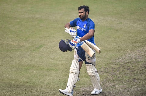Rohit Sharma during a practice session at Arun Jaitley Stadium in New Delhi. (Photo | PTI)
