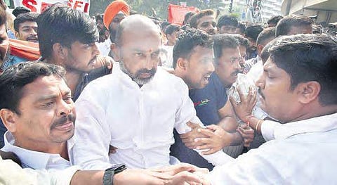 BJP MP Bandi Sanjay Kuar, TSRTC JAC convenor Ashwathama Reddy