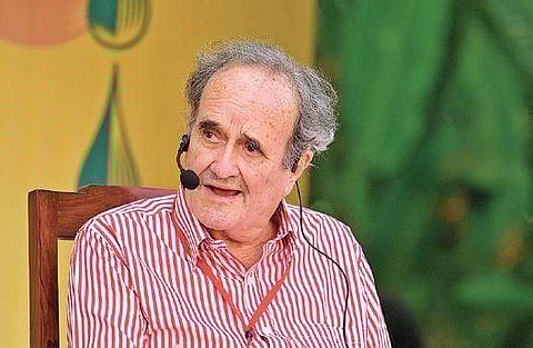 Former BBC journalist William Mark Tully speaks at the Bengaluru Literature Fest at Lalit Ashok on Saturday | Meghana Sastry