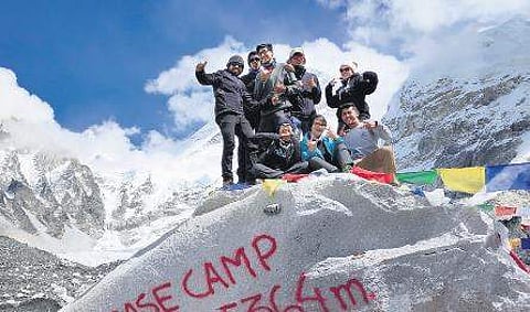 Sidharth Neehal Thyvalap, Vedik Veeramaneni and Shreyhas Rao Yachamaneni set foot to the Everest base camp