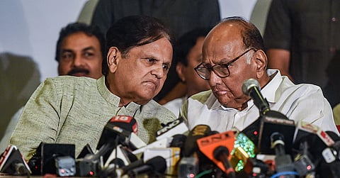 NCP Chief Sharad Pawar and Congress leader Ahmed Patel during a joint press conference in Mumbai Tuesday, Nov. 12 2019. | (Photo | PTI)