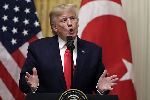 President Donald Trump speaks during a news conference with Turkish President Recep Tayyip Erdogan in the East Room of the White House, Wednesday, Nov. 13, 2019, in Washington. (Photo | AP)