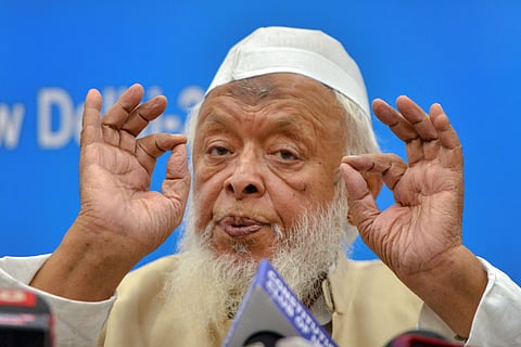 Jamiat Ulama-e-Hind President Maulana Arshad Madani addresses a press conference in New Delhi Wednesday Nov. 6 2019. | (Photo | PTI)