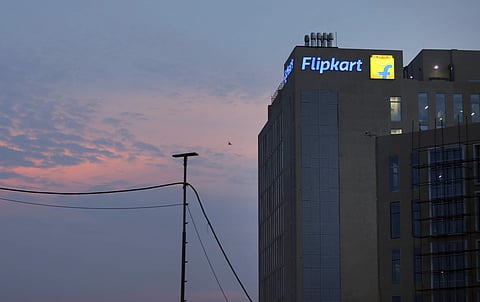 The lit company logo is seen at India's giant online retailer Flipkart's headquarters in Bangalore. (Photo | AP)