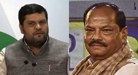 (L) Congress' Gourav Vallabh, (R) Jharkhand CM Raghubar Das. (Photo| File)