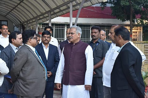 Chhattisgarh CM Bhupesh Baghel with NMDC CMD N Baijendra Kumar. (Photo | EPS)