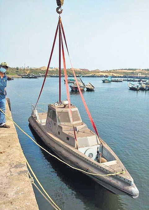 Boat used by the Aryapalli marine police.