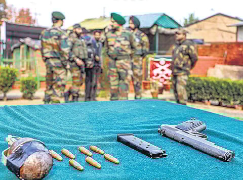 Army displays the ammunition recovered from LeT militant Danish Ahmad | Pti