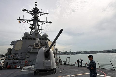 'The MK-45 Gun System will provide the capability to conduct anti-Âsurface warfare and anti-air defence missions while enhancing interoperability with US and other allied forces,' the notification said. (Photo | AFP)